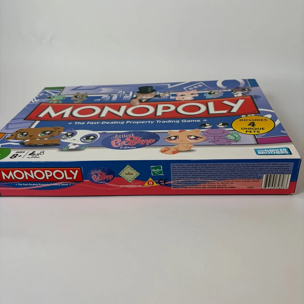 Monopoly Littlest Pet Shop Edition 2008 COMPLETE‎ w/ 4 Pets